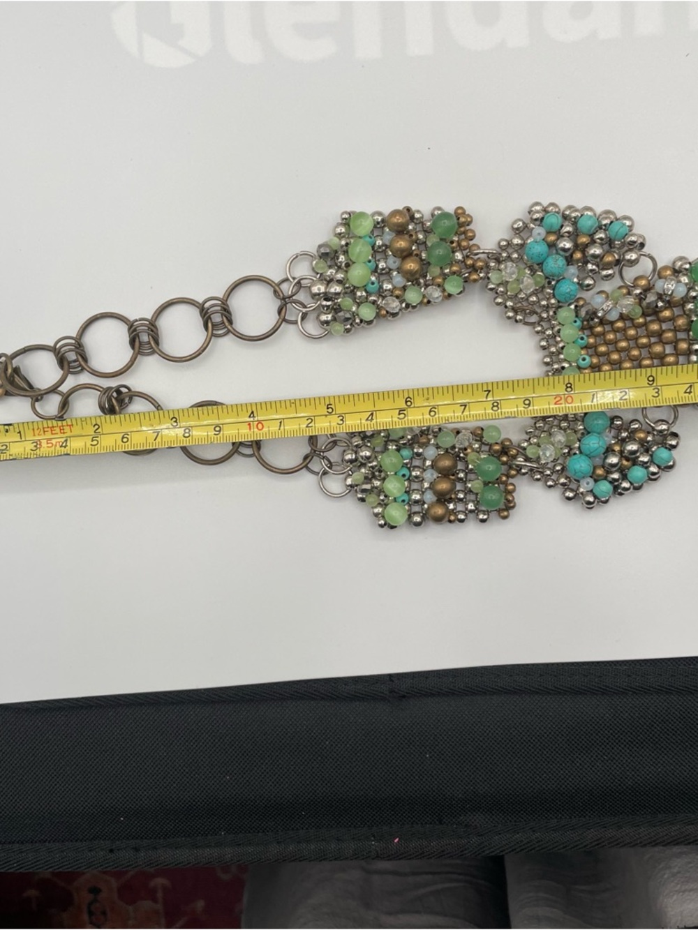 Anthropologie Green and Turquoise Beaded Statement Necklace - Picture 9 of 9
